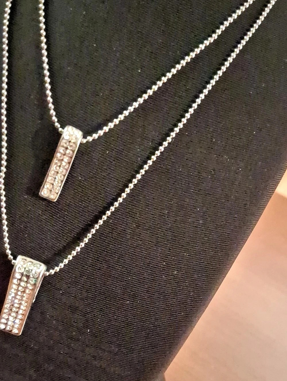 Silver-Tone Rhinestone Pendant Necklace 16"